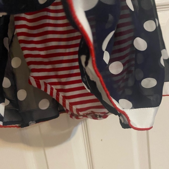 Bonnie Baby Polka Dot Patriotic Chiffon Bubble Romper - Picture 7 of 8